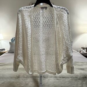 COLDWATER CREEK Off White Bat Wing Doldrum Sleeve Loose Knit XS Shawl Y2K Cape